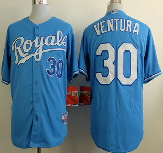 Kansas City Royals #30 Yordano Ventura Light Blue Jersey