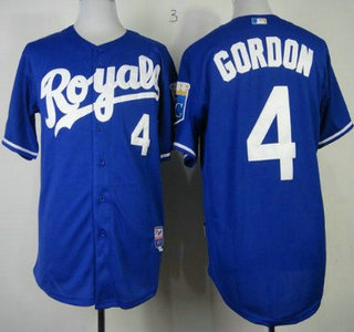 Kansas City Royals #4 Alex Gordon Navy Blue Jersey