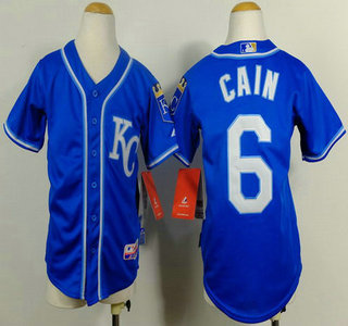 Kansas City Royals #6 Lorenzo Cain 2014 Blue Kids Jersey