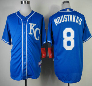 Kansas City Royals #8 Mike Moustakas Dark Blue 2014 Cool Base Jersey