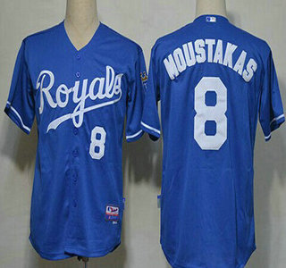 Kansas City Royals #8 Mike Moustakas Navy Blue Jersey
