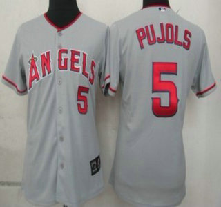 LA Angels of Anaheim #5 Albert Pujols Gray Womens Jersey