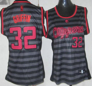 Los Angeles Clippers #32 Blake Griffin Grey With Black Strip Revolution 30 Swingman Womens Jersey