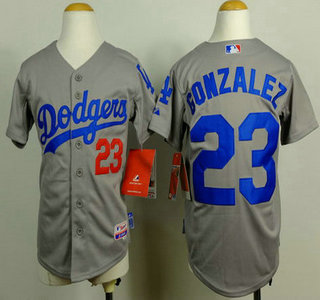 Los Angeles Dodgers #23 Adrian Gonzalez 2014 Gray Kids Jersey