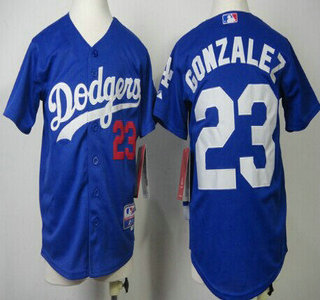 Los Angeles Dodgers #23 Adrian Gonzalez Blue Kids Jersey