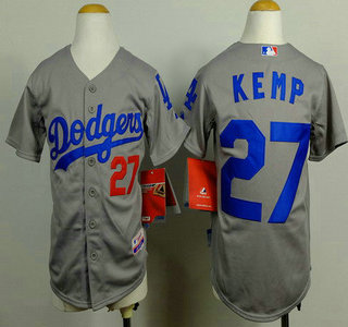 Los Angeles Dodgers #27 Matt Kemp 2014 Gray Kids Jersey