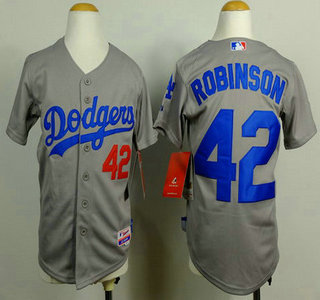 Los Angeles Dodgers #42 Jackie Robinson 2014 Gray Kids Jersey