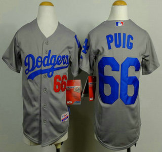 Los Angeles Dodgers #66 Yasiel Puig 2014 Gray Kids Jersey