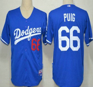 Los Angeles Dodgers #66 Yasiel Puig Blue Kids Jersey