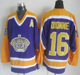Los Angeles Kings #16 Marcel Dionne Purple With Yellow Throwback CCM Jersey