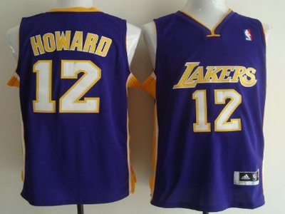 Los Angeles Lakers 12 Dwight Howard Purple Authentic Jersey