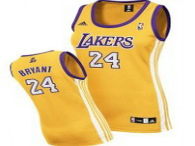 Los Angeles Lakers 24 Bryant Yellow Womens Jersey