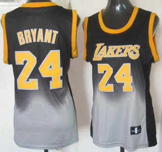 Los Angeles Lakers #24 Kobe Bryant Black Grey Revolution 30 Swingman Womens Jersey