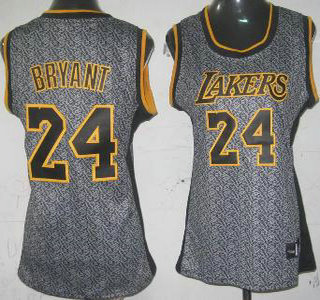 Los Angeles Lakers #24 Kobe Bryant Grey Static Fashion Swingman Womens Jersey