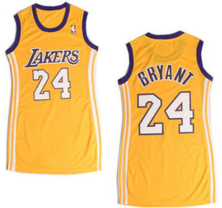 Los Angeles Lakers #24 Kobe Bryant Yellow Revolution 30 Swingman Womens Dress
