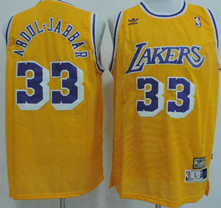 Los Angeles Lakers #33 Kareem Abdul-Jabbar Yellow Throwback Swingman Jersey