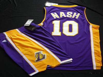 Los Angeles Lakers 10 Steve Nash Purple Revolution 30 Swingman NBA Jersey & Shorts Suit