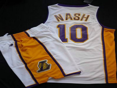 Los Angeles Lakers 10 Steve Nash White Revolution 30 Swingman NBA Jersey & Shorts Suit