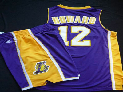 Los Angeles Lakers 12# Dwight Howard Purple Revolution 30 Swingman NBA Jersey & Shorts Suit