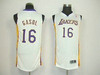 Los Angeles Lakers 16 Pau Gasol white Revolution 30 Jersey