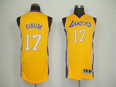 Los Angeles Lakers 17 Andrew Bynum Yellow Revolution 30 Jersey