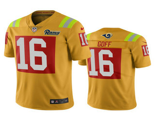 Los Angeles Rams #16 Jared Goff Gold Nike City Edition Jersey - Men