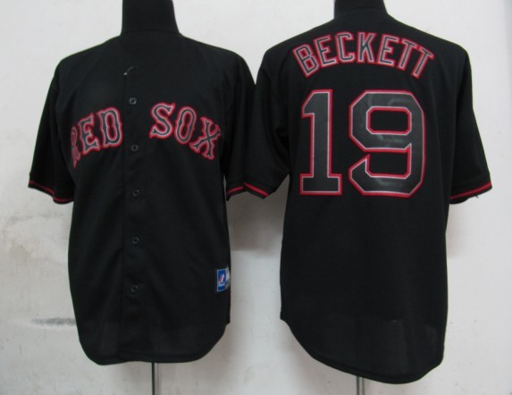 Boston Red Sox 19 Beckett Black Fashion MLB Jerseys