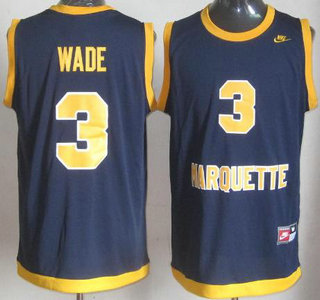 Marquette Golden Eagles #3 Dwyane Wade Navy Blue College Basketball NCAA Jersey