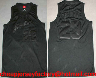 Men's #23 Michael Jordan All Black Swingman Commemorative Basketball Jersey