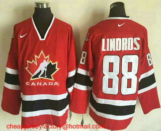 Men's 2002 Team Canada #88 Eric Lindros Red Nike Olympic Throwback Stitched Hockey Jersey