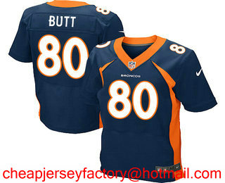 Men's 2017 NFL Draft Denver Broncos #80 Jake Butt Navy Blue Alternate Stitched NFL Nike Elite Jersey