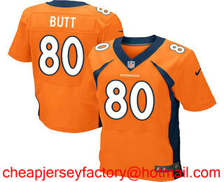Men's 2017 NFL Draft Denver Broncos #80 Jake Butt Orange Team Color Stitched NFL Nike Elite Jersey