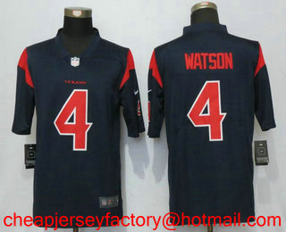 Men's 2017 NFL Draft Houston Texans #4 Deshaun Watson Navy Blue 2016 Color Rush Stitched NFL Nike Limited Jersey