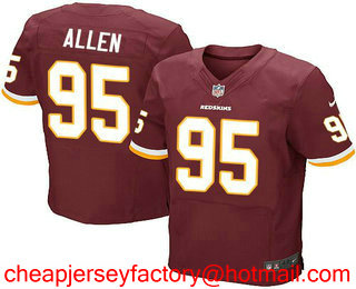 Men's 2017 NFL Draft Washington Redskins #95 Jonathan Allen Burgundy Red Team Color Stitched NFL Nike Elite Jersey