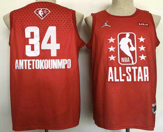 Men's 2022 All-Star Milwaukee Bucks #34 Giannis Antetokounmpo Red Stitched Basketball Jersey