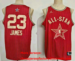 Men's 2024 All Star Los Angeles Lakers #23 LeBron James Crimson Stitched Basketball Jersey