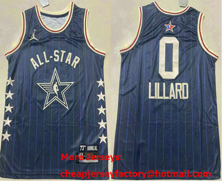 Men's 2024 All Star Portland Trail Blazers #0 Damian Lillard Navy Stitched Basketball Jersey