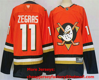 Men's Anaheim Ducks #11 Trevor Zegras Orange Black 2025 Stitched Jersey
