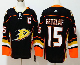 Men's Anaheim Ducks #15 Ryan Getzlaf Black With C Patch 2017-2018 Hockey Stitched NHL Jersey
