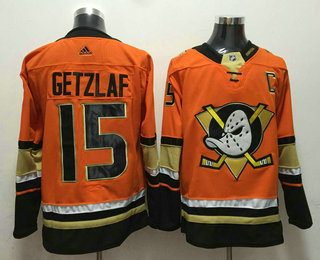 Men's Anaheim Ducks #15 Ryan Getzlaf Orange With C Patch 2017-2018 Hockey Stitched NHL Jersey