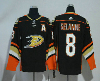 Men's Anaheim Ducks #8 Teemu Selanne Black With A Patch 2017-2018 Hockey Stitched NHL Jersey
