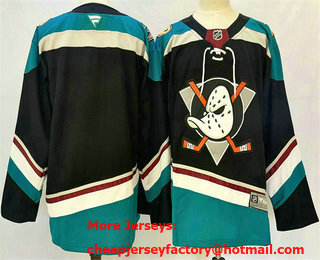 Men's Anaheim Ducks Blank Black Teal 2024 Stitched Jersey