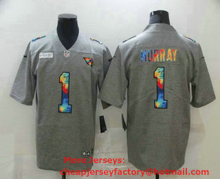 Men's Arizona Cardinals #1 Kyler Murray 2020 Grey Crucial Catch Limited Stitched NFL Jersey