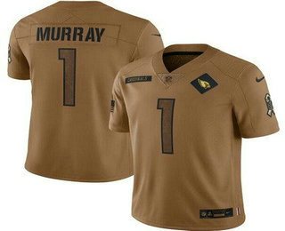 Men's Arizona Cardinals #1 Kyler Murray Limited Brown 2023 Salute To Service Jersey
