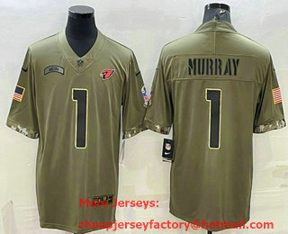 Men's Arizona Cardinals #1 Kyler Murray Olive 2022 Salute To Service Limited Stitched Jersey