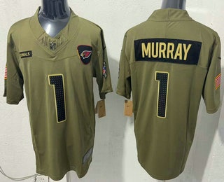 Men's Arizona Cardinals #1 Kyler Murray Olive 2025 FUSE Salute to Service Limited Jersey