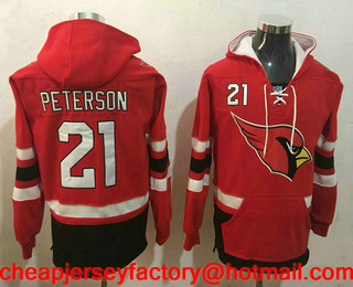 Men's Arizona Cardinals #21 Patrick Peterson 2016 Red Team Color Stitched NFL Hoodie