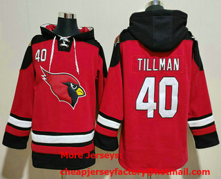 Men's Arizona Cardinals #40 Pat Tillman Red Ageless Must Have Lace Up Pullover Hoodie