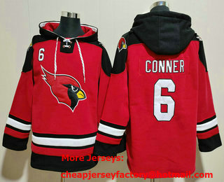Men's Arizona Cardinals #6 James Conner Red Ageless Must Have Lace Up Pullover Hoodie