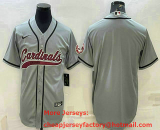 Men's Arizona Cardinals Blank Grey With Patch Cool Base Stitched Baseball Jersey